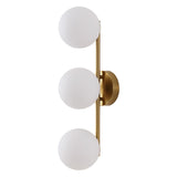 Opal 23 in. 3-Light Mid-Century Modern Metal and Frosted Glass Globe LED Vanity Light
