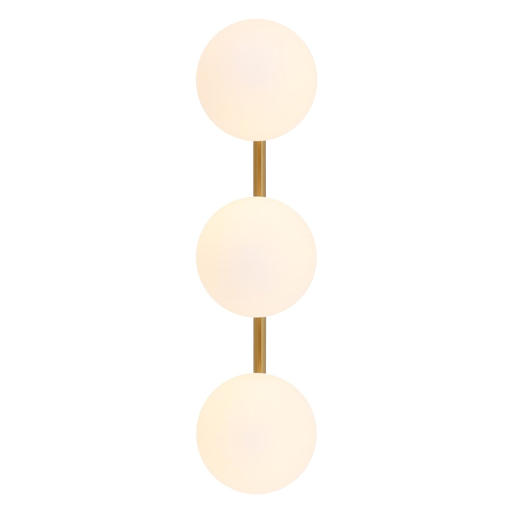 Opal 23 in. 3-Light Mid-Century Modern Metal and Frosted Glass Globe LED Vanity Light
