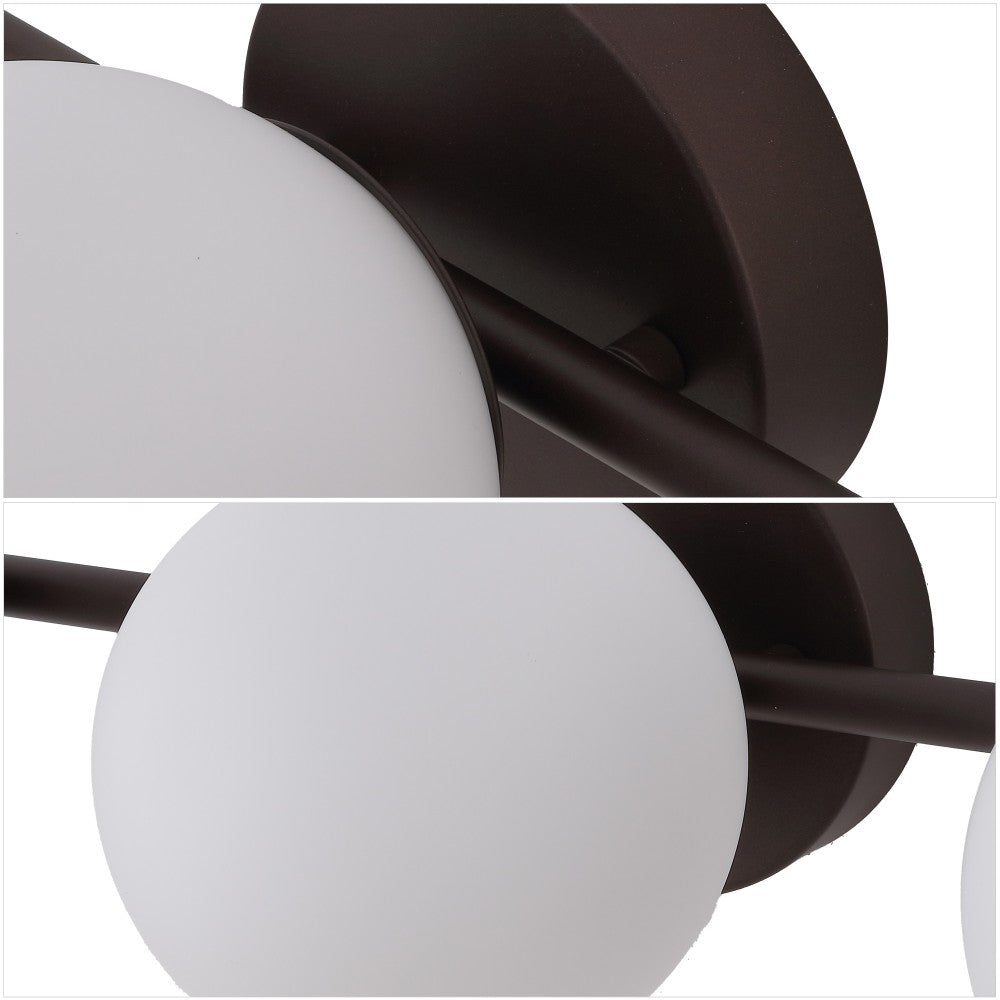 Opal 23 in. 3-Light Mid-Century Modern Metal and Frosted Glass Globe LED Vanity Light