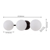 Opal 23 in. 3-Light Mid-Century Modern Metal and Frosted Glass Globe LED Vanity Light