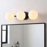 Opal 23 in. 3-Light Mid-Century Modern Metal and Frosted Glass Globe LED Vanity Light