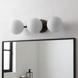 Opal 23 in. 3-Light Mid-Century Modern Metal and Frosted Glass Globe LED Vanity Light