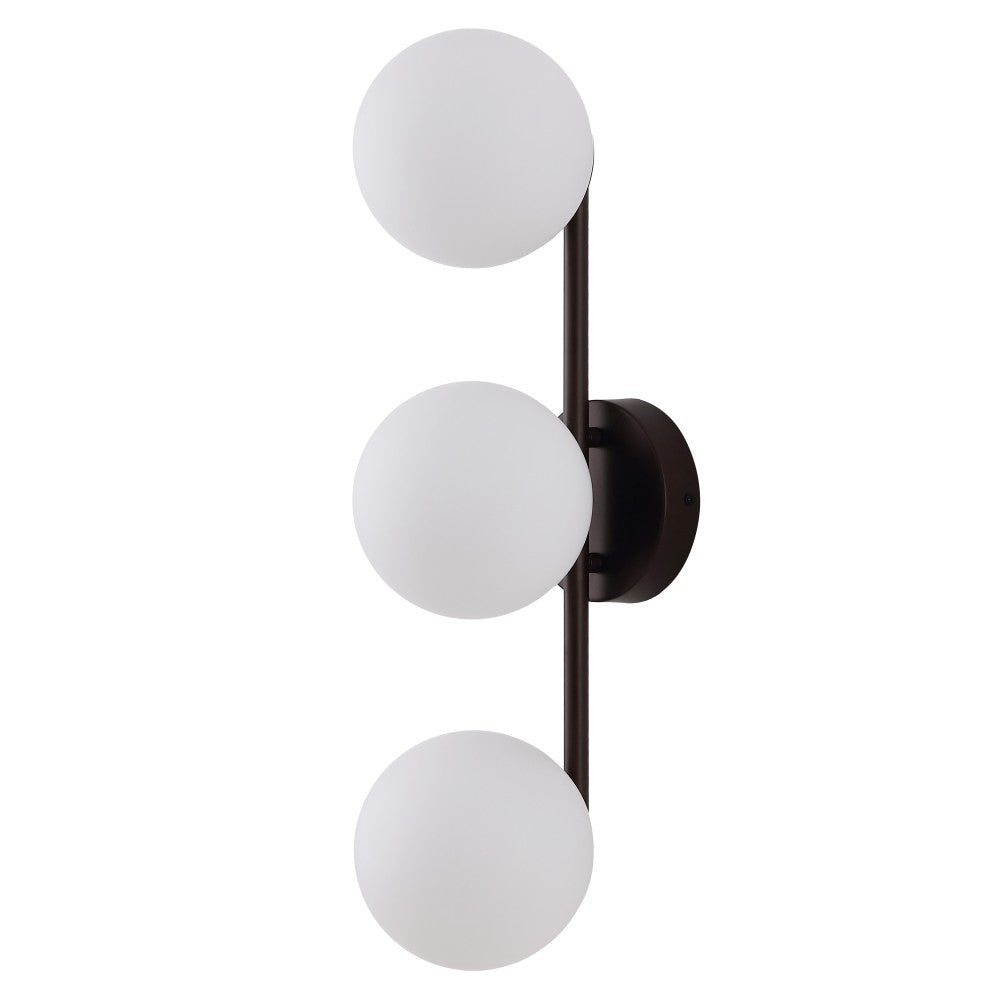 Opal 23 in. 3-Light Mid-Century Modern Metal and Frosted Glass Globe LED Vanity Light