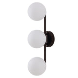 Opal 23 in. 3-Light Mid-Century Modern Metal and Frosted Glass Globe LED Vanity Light