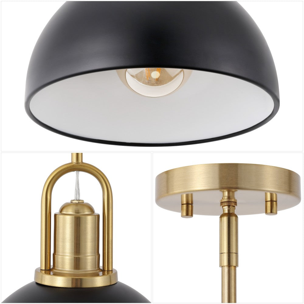 Solstice 9.5 in. 1-Light Modern Farmhouse Industrial Metal Dome LED Pendant