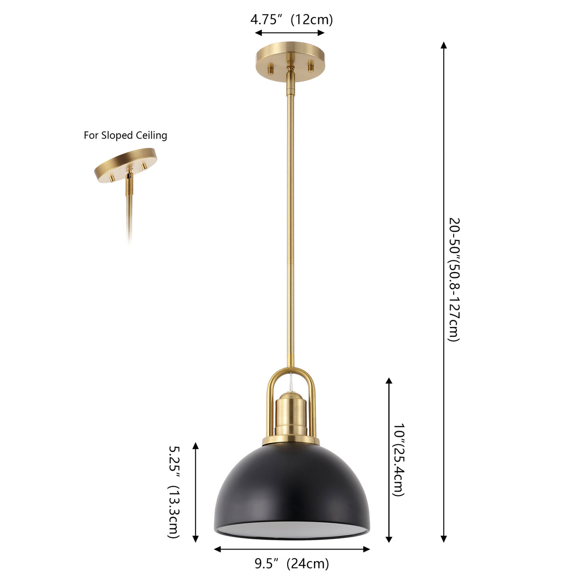 Solstice 9.5 in. 1-Light Modern Farmhouse Industrial Metal Dome LED Pendant