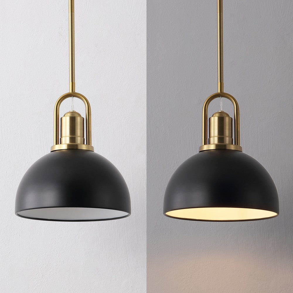 Solstice 9.5 in. 1-Light Modern Farmhouse Industrial Metal Dome LED Pendant