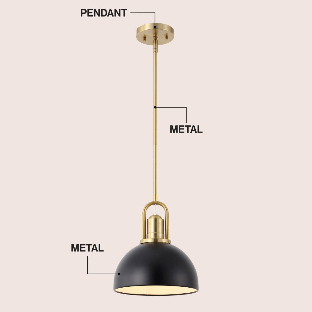 Solstice 9.5 in. 1-Light Modern Farmhouse Industrial Metal Dome LED Pendant