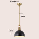Solstice 9.5 in. 1-Light Modern Farmhouse Industrial Metal Dome LED Pendant