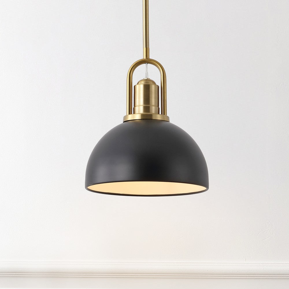 Solstice 9.5 in. 1-Light Modern Farmhouse Industrial Metal Dome LED Pendant