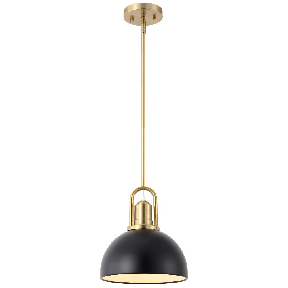 Solstice 9.5 in. 1-Light Modern Farmhouse Industrial Metal Dome LED Pendant