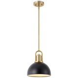 Solstice 9.5 in. 1-Light Modern Farmhouse Industrial Metal Dome LED Pendant