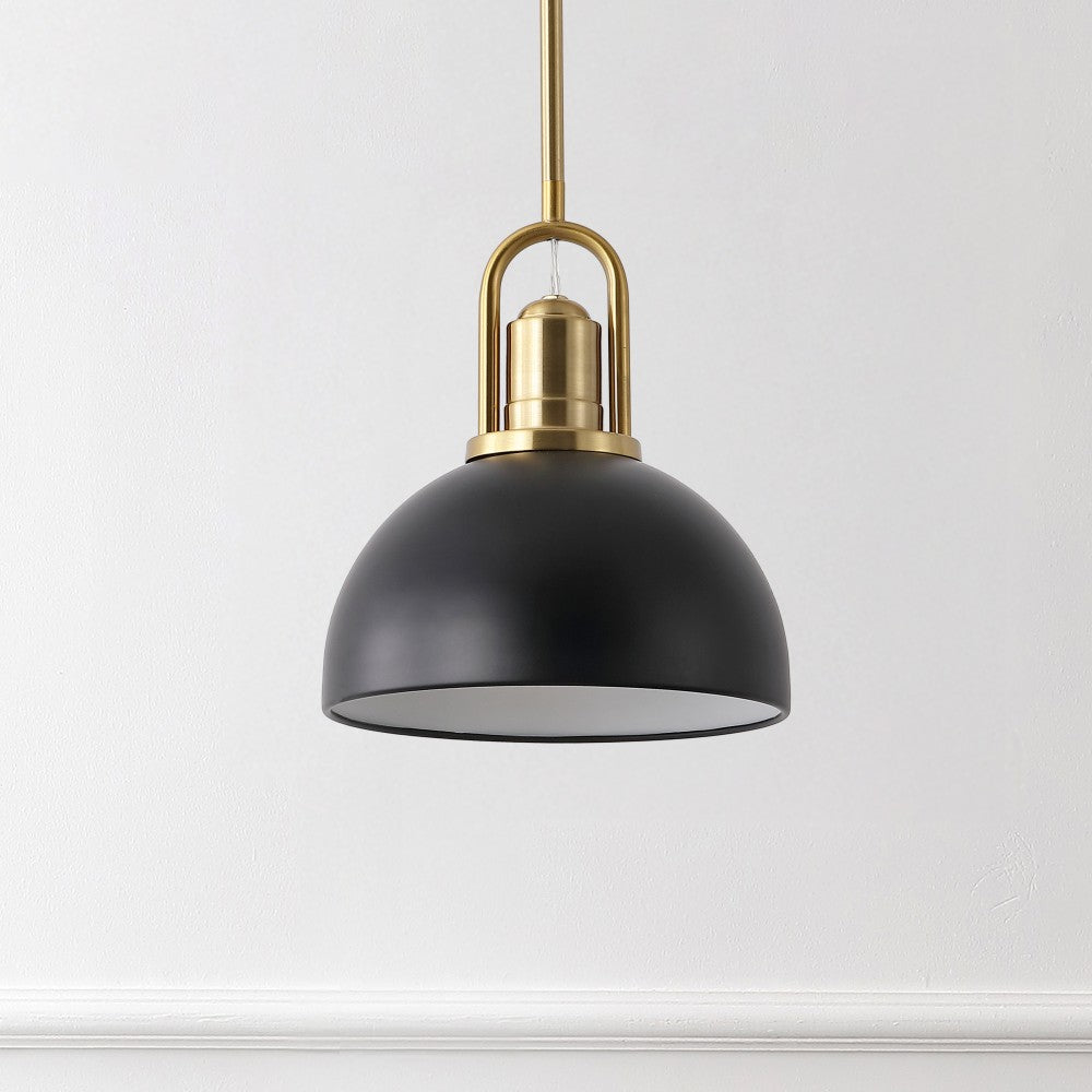Solstice 9.5 in. 1-Light Modern Farmhouse Industrial Metal Dome LED Pendant