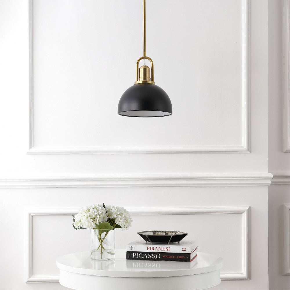 Solstice 9.5 in. 1-Light Modern Farmhouse Industrial Metal Dome LED Pendant