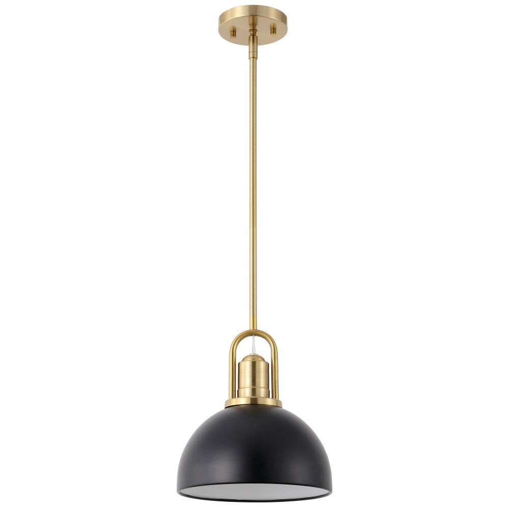 Solstice 9.5 in. 1-Light Modern Farmhouse Industrial Metal Dome LED Pendant