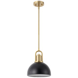 Solstice 9.5 in. 1-Light Modern Farmhouse Industrial Metal Dome LED Pendant