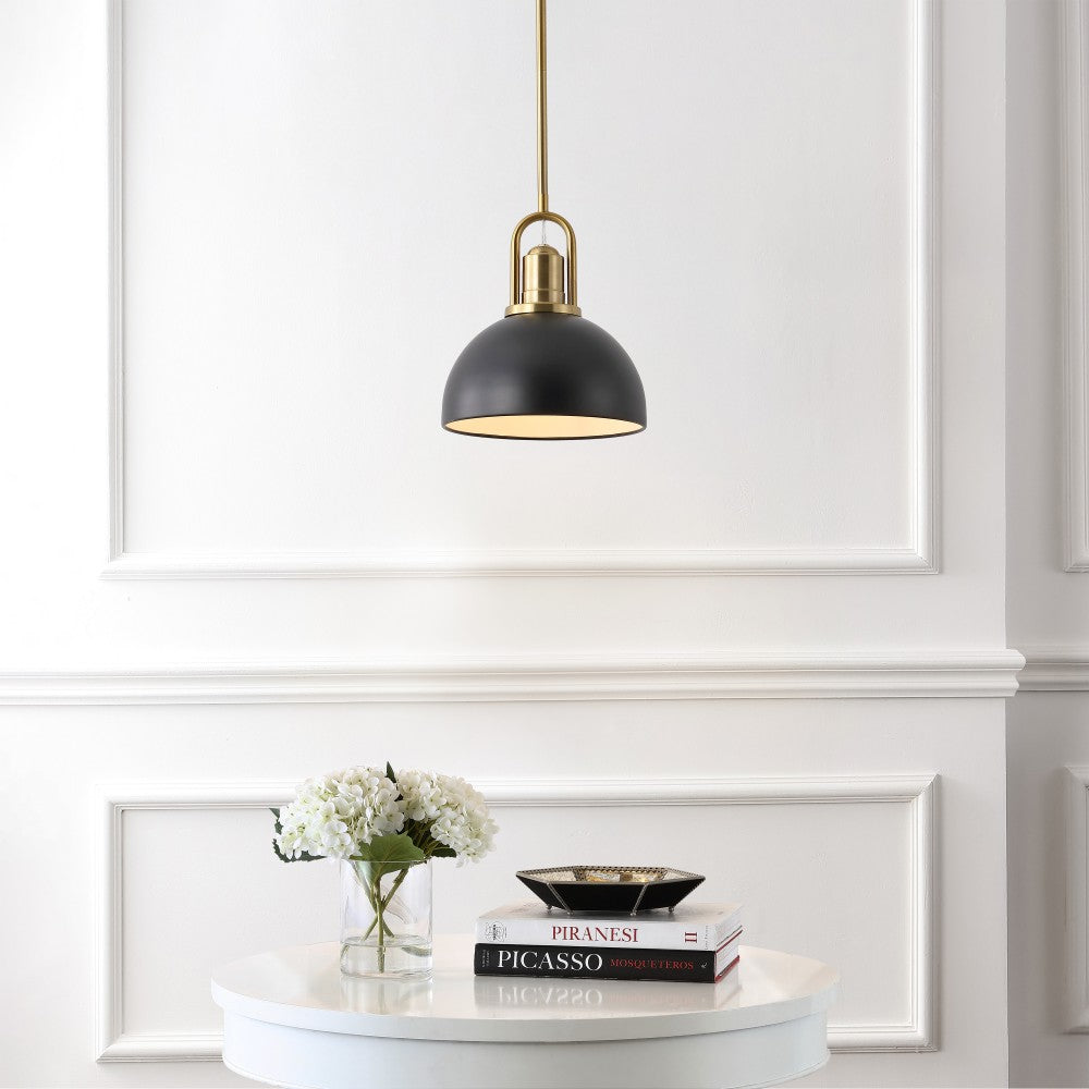 Solstice 9.5 in. 1-Light Modern Farmhouse Industrial Metal Dome LED Pendant