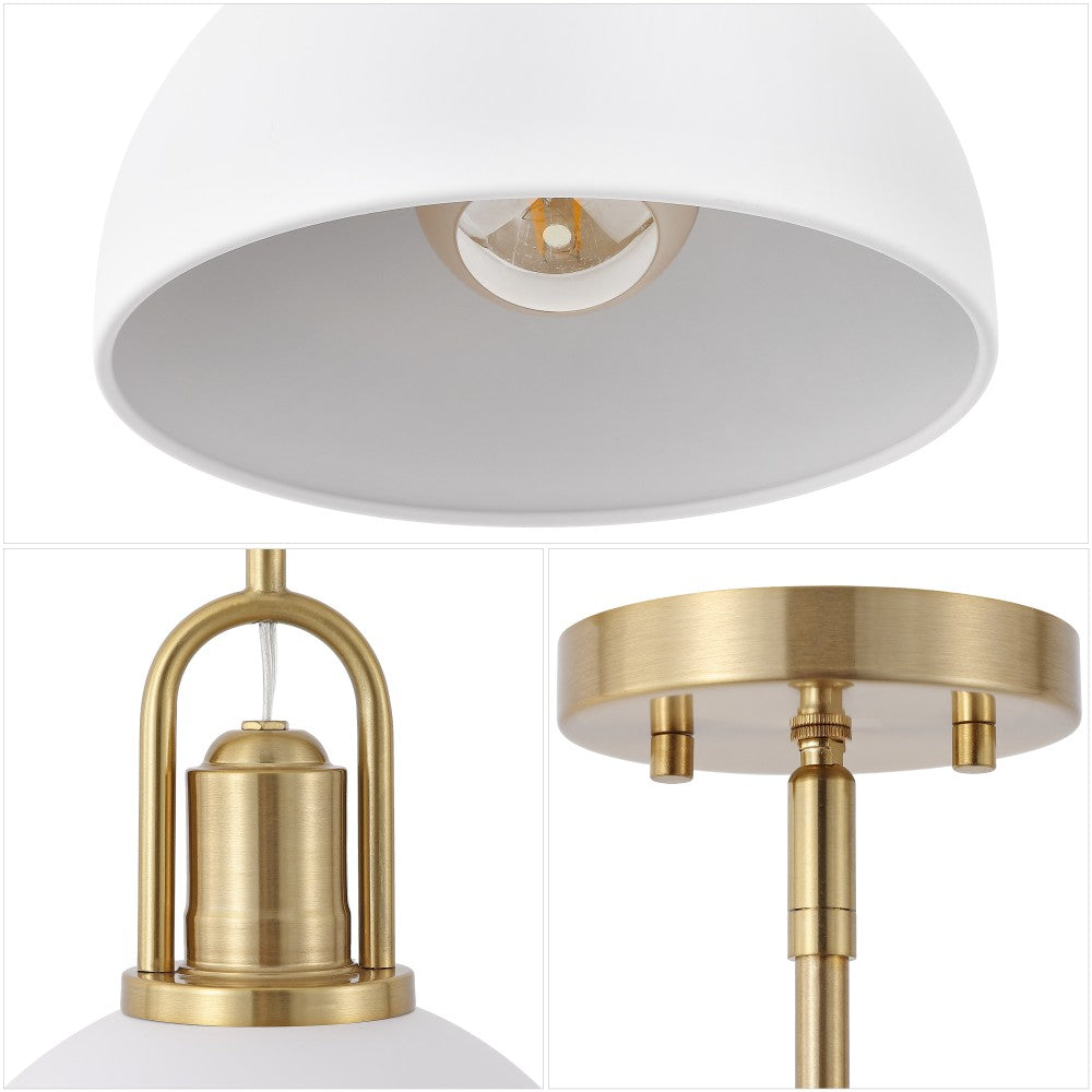 Solstice 9.5 in. 1-Light Modern Farmhouse Industrial Metal Dome LED Pendant