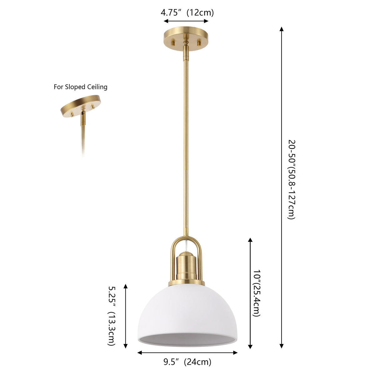 Solstice 9.5 in. 1-Light Modern Farmhouse Industrial Metal Dome LED Pendant