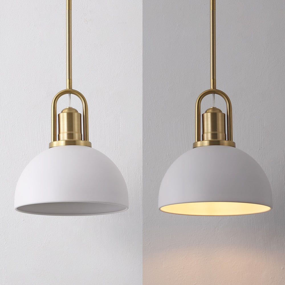 Solstice 9.5 in. 1-Light Modern Farmhouse Industrial Metal Dome LED Pendant