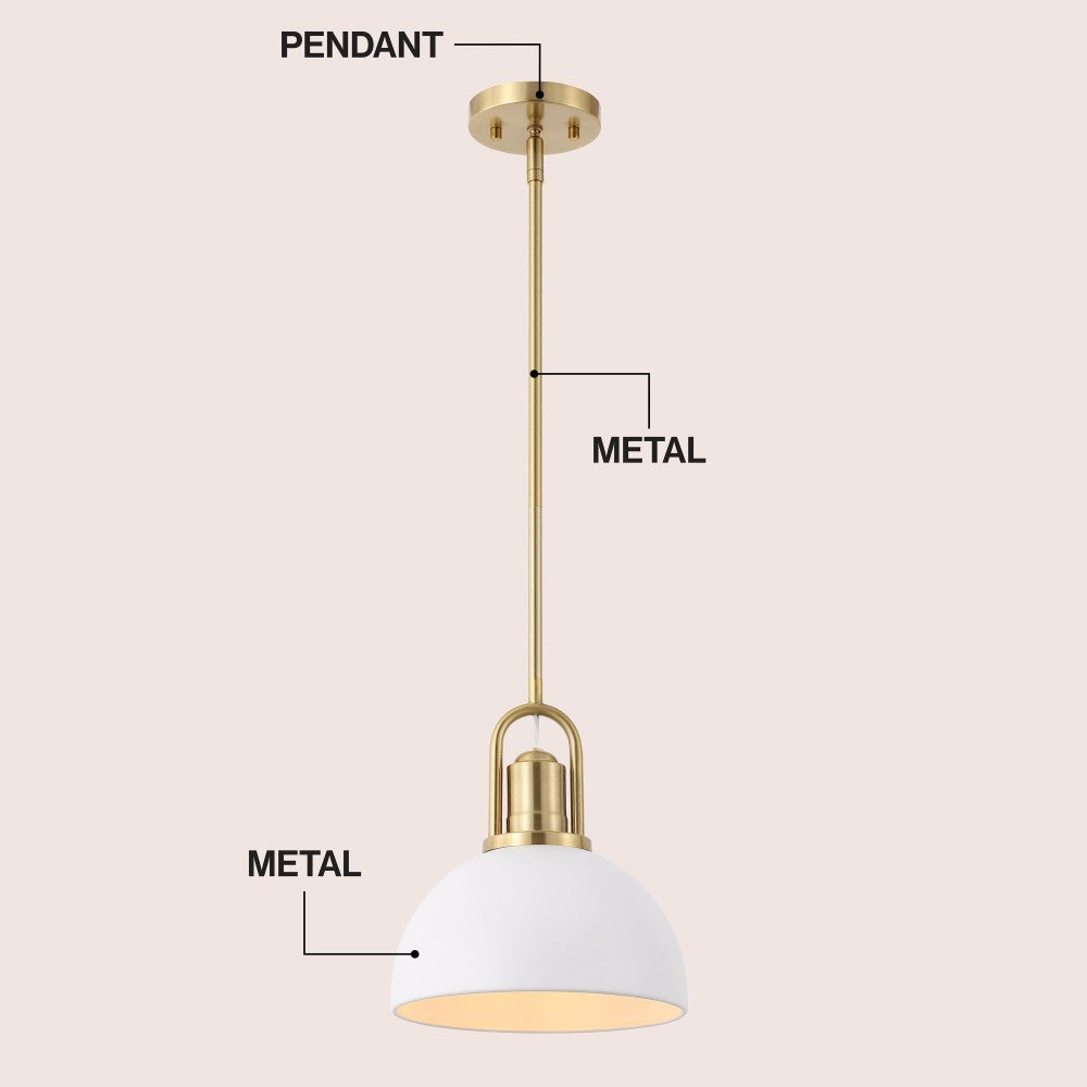 Solstice 9.5 in. 1-Light Modern Farmhouse Industrial Metal Dome LED Pendant