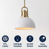 Solstice 9.5 in. 1-Light Modern Farmhouse Industrial Metal Dome LED Pendant