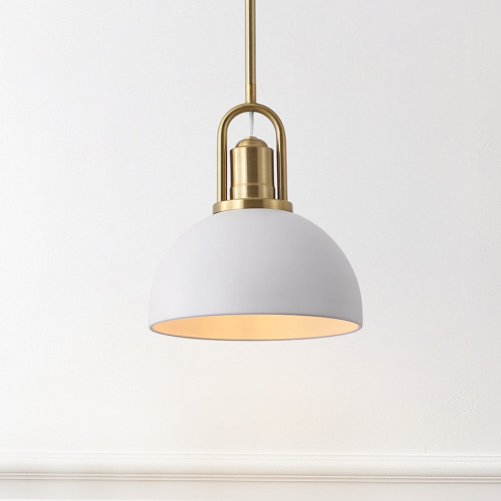 Solstice 9.5 in. 1-Light Modern Farmhouse Industrial Metal Dome LED Pendant