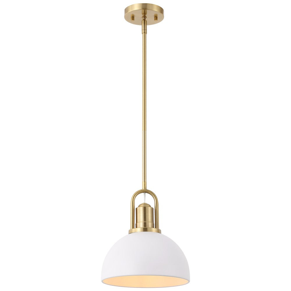 Solstice 9.5 in. 1-Light Modern Farmhouse Industrial Metal Dome LED Pendant