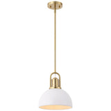 Solstice 9.5 in. 1-Light Modern Farmhouse Industrial Metal Dome LED Pendant