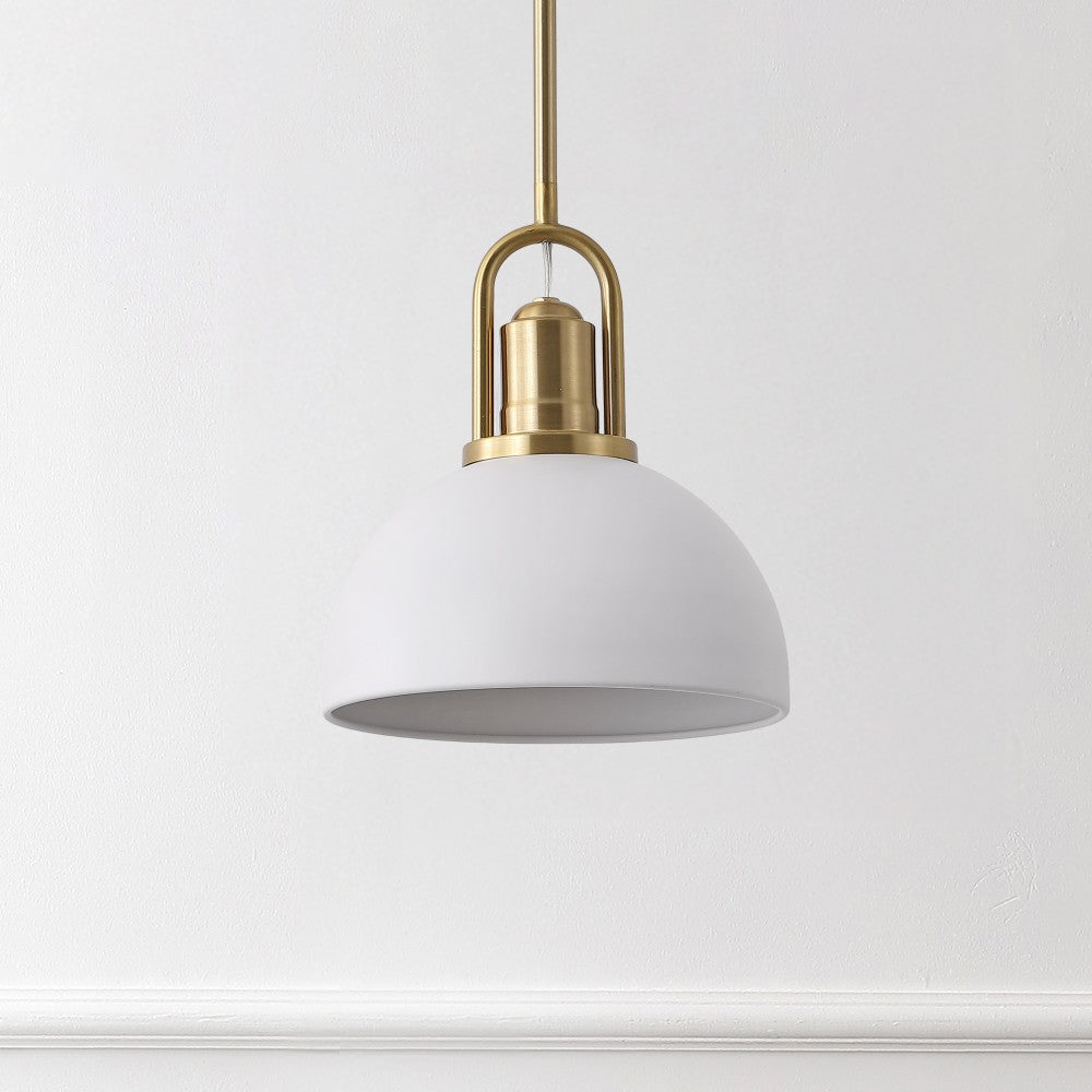 Solstice 9.5 in. 1-Light Modern Farmhouse Industrial Metal Dome LED Pendant