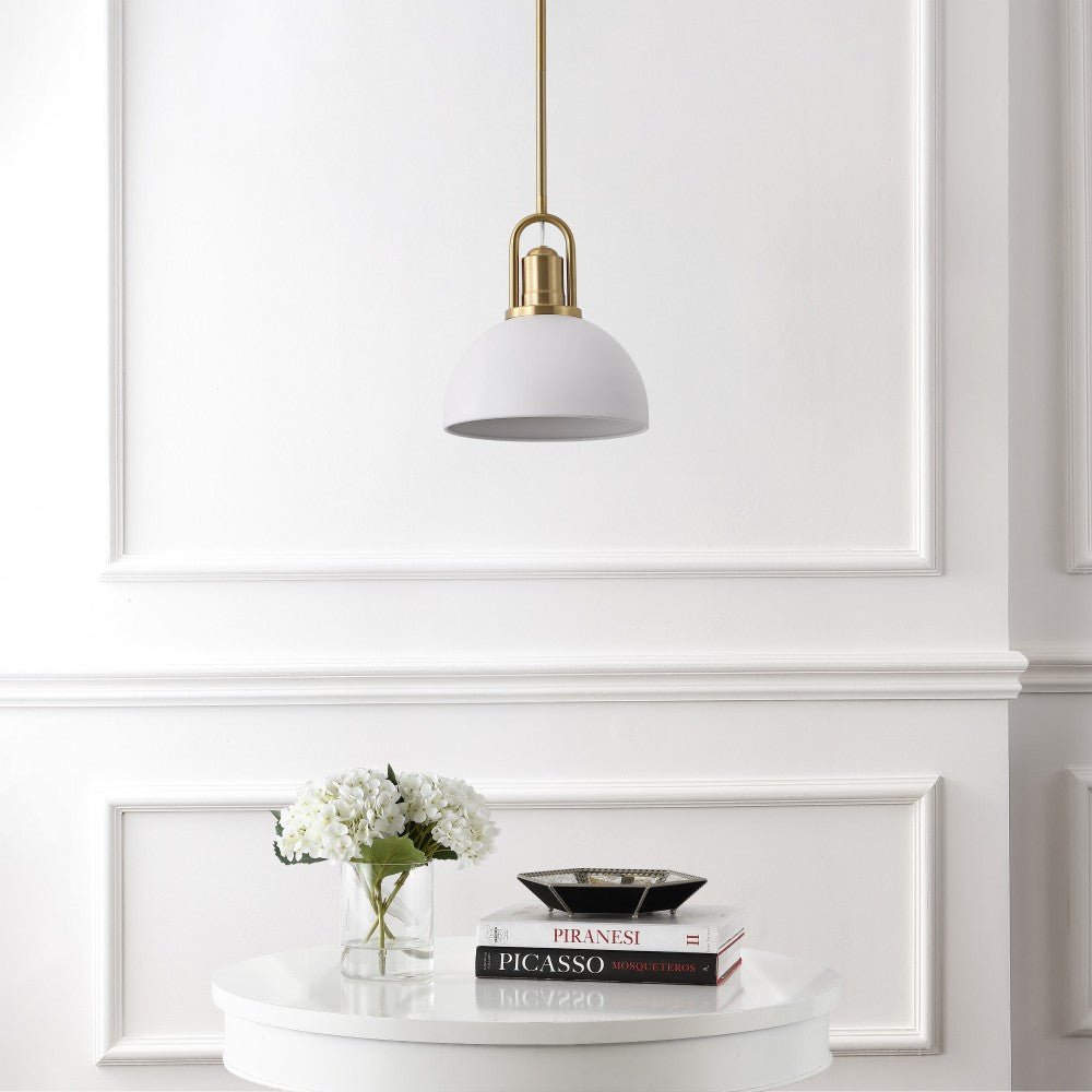 Solstice 9.5 in. 1-Light Modern Farmhouse Industrial Metal Dome LED Pendant