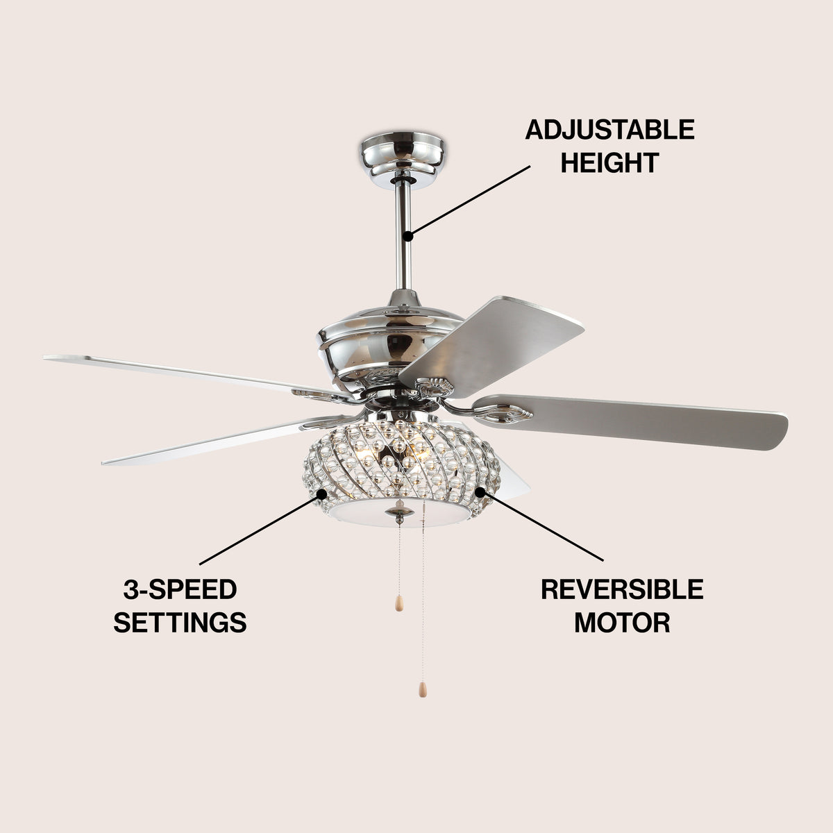 Electus 52" 3-Light Metal/Wood LED Ceiling Fan