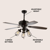 Finch 52" Caged 3-Light Metal/Wood LED Ceiling Fan