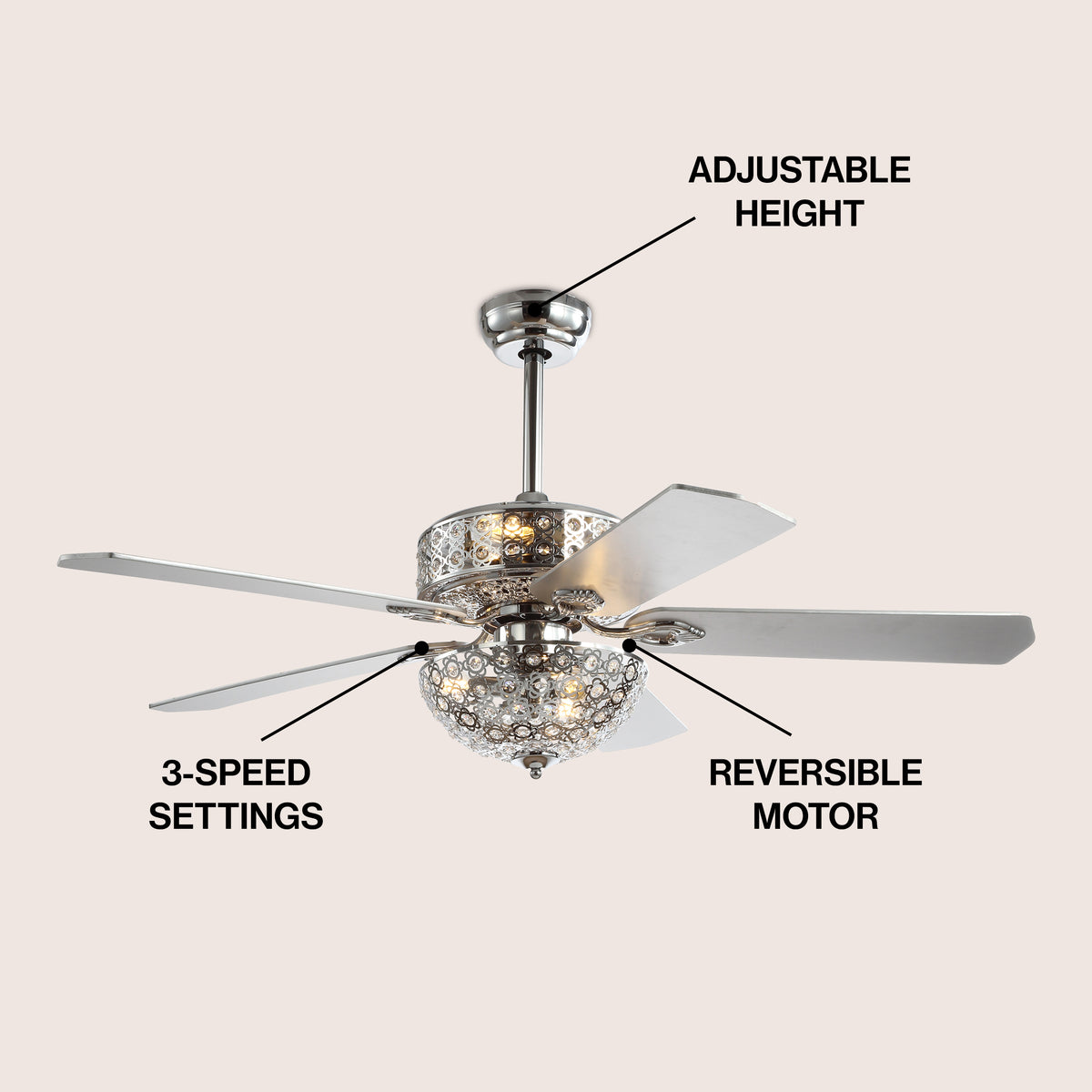 Soccoro 52" Filigree 6-Light Metal/Wood LED Ceiling Fan