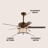 Guadeloupe 52" 3-Light Metal/Wood LED Ceiling Fan With Remote
