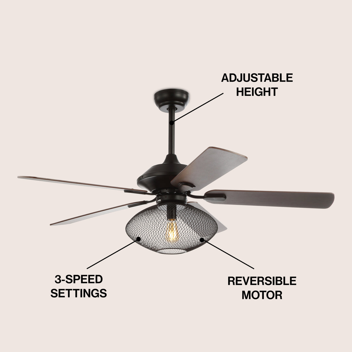 Madarasz 52" 1-Light Mid-century LED Ceiling Fan With Remote