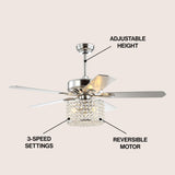 Layard 52" 3-Light Crystal Prism Drum LED Ceiling Fan With Remote
