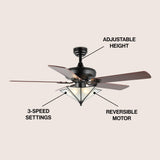 Baldwin 52" Farmhouse Rustic Iron Star Shade LED Ceiling Fan With Remote