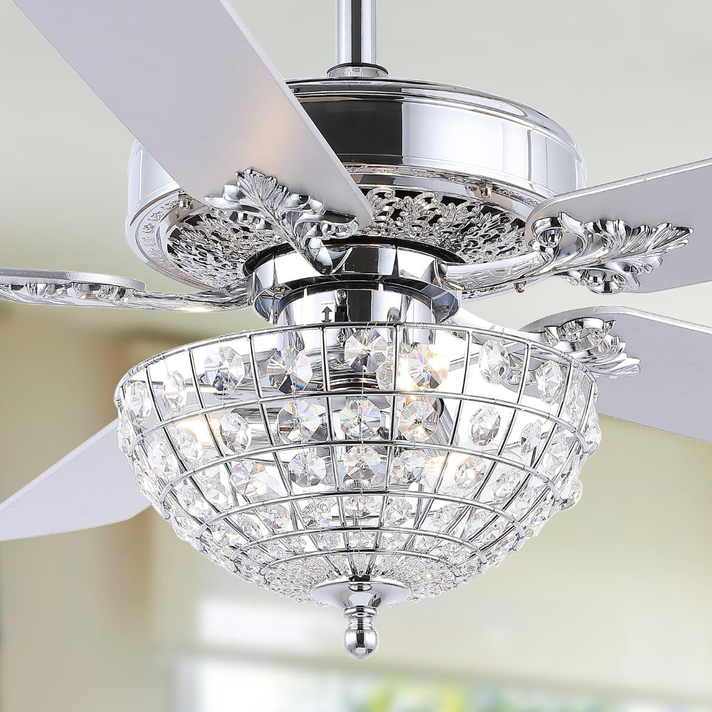 Daniel 52" Glam Classic Crystal Dome Shade LED Ceiling Fan With Remote