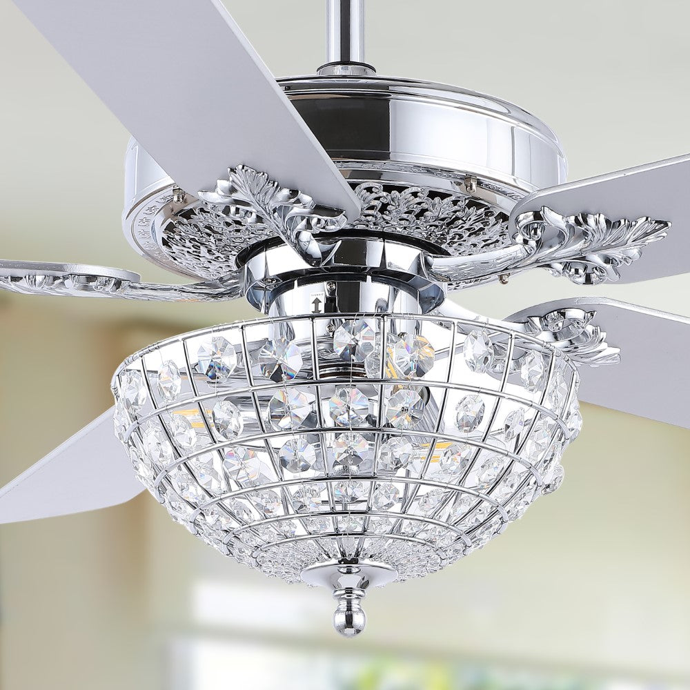 Daniel 52" Glam Classic Crystal Dome Shade LED Ceiling Fan With Remote