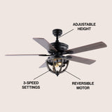 Collins 52" Farmhouse Industrial Iron Dome Shade LED Ceiling Fan With Remote