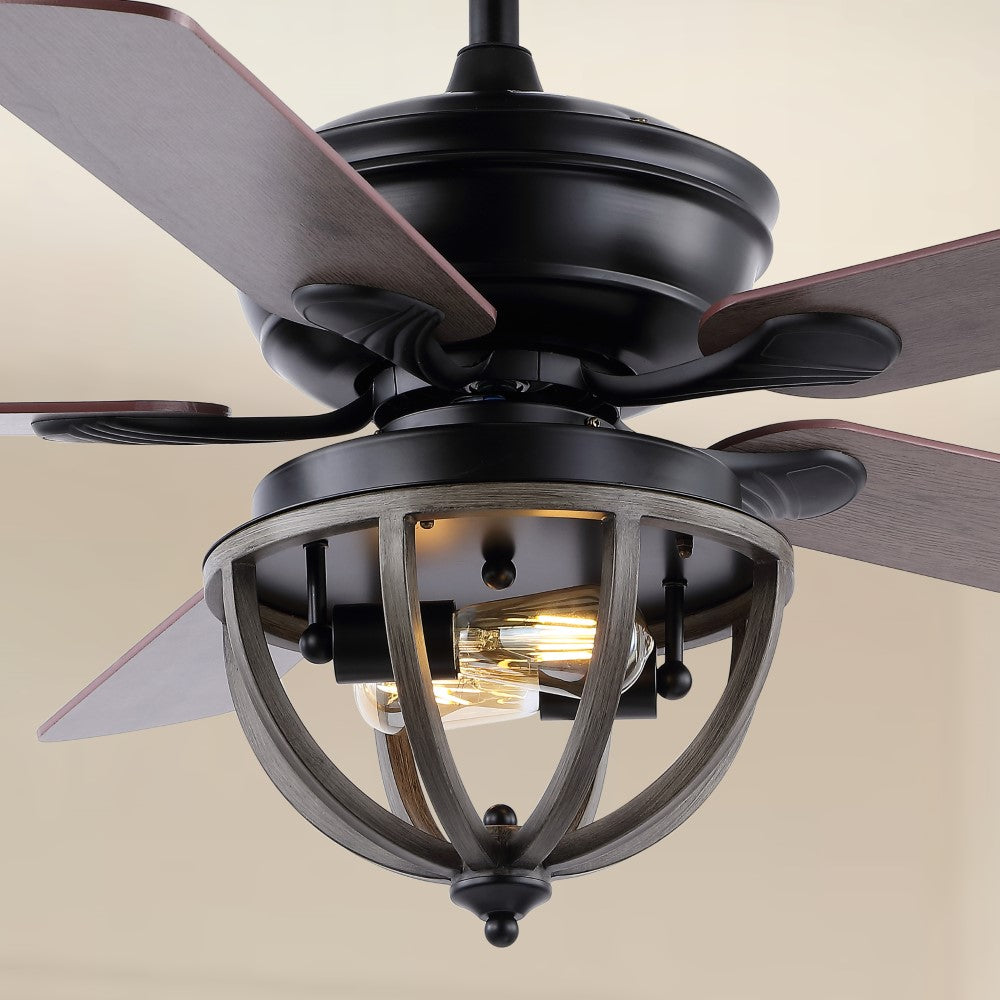 Collins 52" Farmhouse Industrial Iron Dome Shade LED Ceiling Fan With Remote