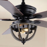 Collins 52" Farmhouse Industrial Iron Dome Shade LED Ceiling Fan With Remote