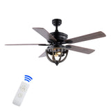 Collins 52" Farmhouse Industrial Iron Dome Shade LED Ceiling Fan With Remote