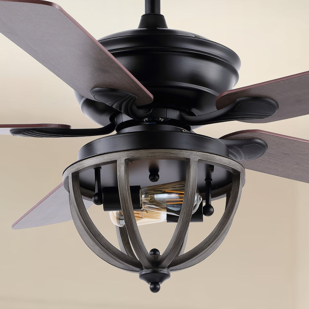Collins 52" Farmhouse Industrial Iron Dome Shade LED Ceiling Fan With Remote