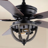 Collins 52" Farmhouse Industrial Iron Dome Shade LED Ceiling Fan With Remote