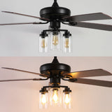 Hunter 52"  Rustic Industrial Iron/Wood/Seeded Glass Mobile-App/Remote-Controlled LED Ceiling Fan