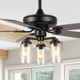 Hunter 52"  Rustic Industrial Iron/Wood/Seeded Glass Mobile-App/Remote-Controlled LED Ceiling Fan