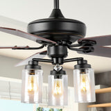 Hunter 52"  Rustic Industrial Iron/Wood/Seeded Glass Mobile-App/Remote-Controlled LED Ceiling Fan