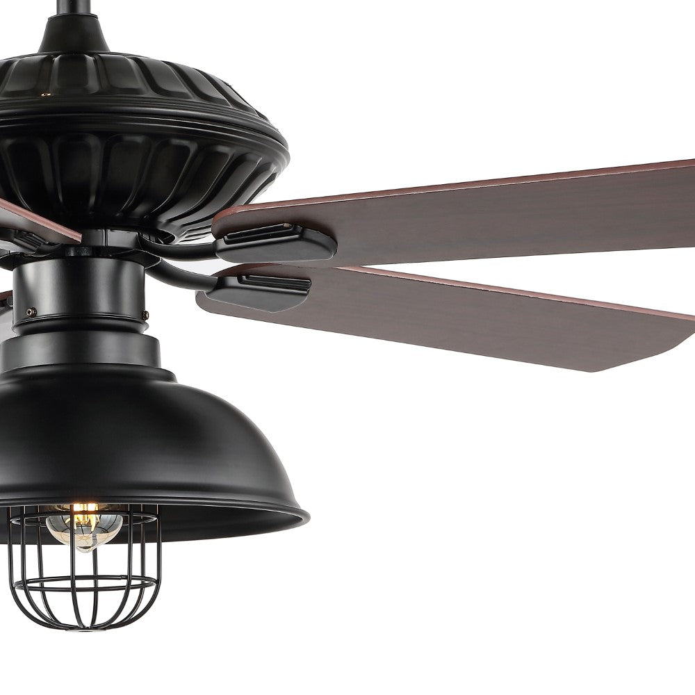 Hopkins 52" Farmhouse Industrial Iron Dome Shade LED Ceiling Fan With Remote